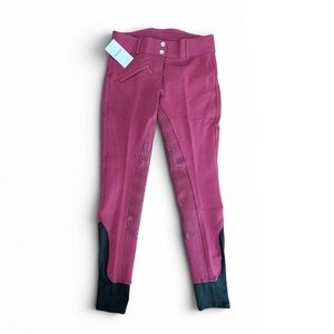 NWT Horze Full Seat Breeches Size 24 Raspberry Rose Silicone Grip Riding Pants